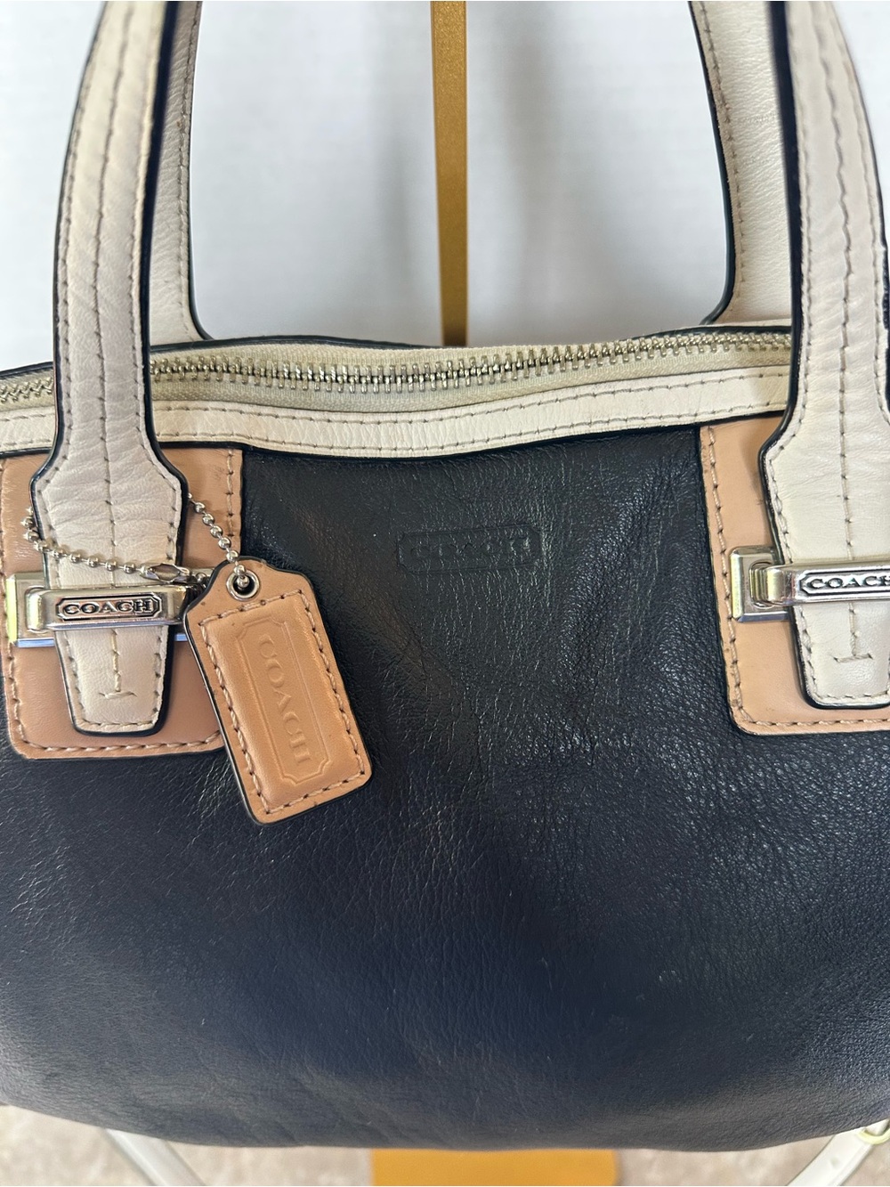 COACH Taylor Spectator Black Leather Satchel Crossbody Bag Chic Classic F27027 - Picture 2 of 13